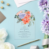 Blush Pink & Blue Aquarellfarben Blumenzehen Acryleinladungen (Insitu (Hochzeit))