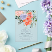 Blush Pink & Blue Aquarellfarben Blumenzehen Acryleinladungen (In Situ (Hochzeit))