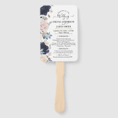 Blush Pink & Blue Botanical Floral Wedding Fächer (Vorderseite)