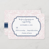 Blush Pink Blue Damask UAWG Wedding Card RSVP Karte (Vorne/Hinten)