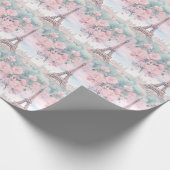 Blush Pink Blue Eiffel Tower Paris Französische La Geschenkpapier (Ecke)