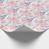Blush Pink Blue Eiffel Tower Paris Französischer F Geschenkpapier (Ecke)