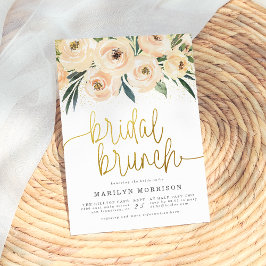 Blush Pink & Blue Floral Bridal Brunch Einladung