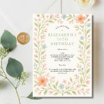 Blush Pink Blue Sage Green Floral Watercolor 50. Einladung<br><div class="desc">Elegantes und hübsches Rosa,  staubiges Blau und schlaues grünes Aquarell zum 50. Geburtstag. Bearbeitbar für jedes Jahr und um Ihre eigenen Daten hinzuzufügen. Verfügbar als gedruckter oder sofortiger digitaler Download.</div>
