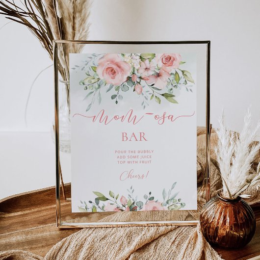 Blush Pink Blues Baby Dusche Mama-Osa Bar Zeichen Poster