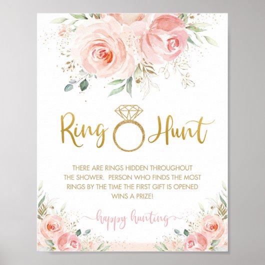 Blush Pink Blues Brautparty Ring Jagd Spiel Poster (Vorne)