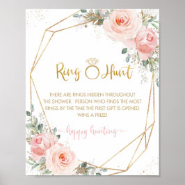 Blush Pink Blues Brautparty Ring Jagd Spiel Poster
