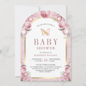 Blush Pink Blues Butterfly Babydusche Einladung (Vorderseite)