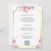 Blush Pink Blues Dusty Blue All in One Wedding Einladung (Rückseite)