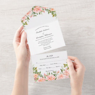 Blush Pink Blues Hochzeit alles in einer Einladung