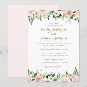 Blush Pink Blues Hochzeit Einladung