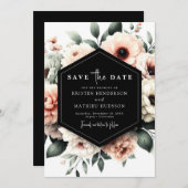 Blush Pink Blues Hochzeit Save The Date (Vorne/Hinten)