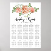 Blush Pink Blues Hochzeitsdiagramm Poster (Vorne)