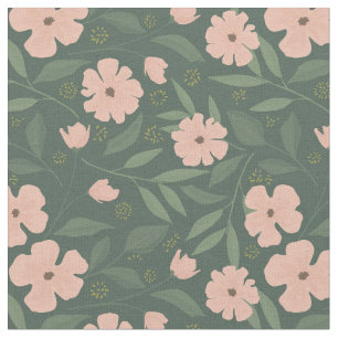 Blush Pink Blume auf dem grünen Blumenmuster des J Stoff