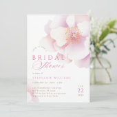 Blush Pink Blume Bridal Dusche Einladung (Stehend Vorderseite)
