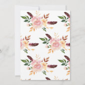 Blush Pink Blume Feathers Brautparty Einladung (Rückseite)