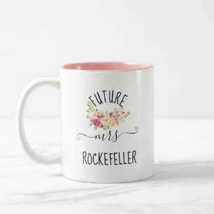 Blush Pink Blume Future Bridge Verlobung Geschenk Zweifarbige Tasse