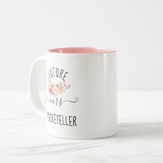 Blush Pink Blume Future Bridge Verlobung Geschenk Zweifarbige Tasse (Vorderseite Links)