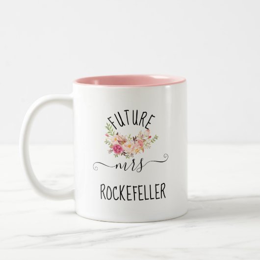 Blush Pink Blume Future Bridge Verlobung Geschenk Zweifarbige Tasse (Links)