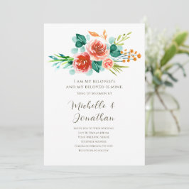 Blush Pink Blume Grüne Bibel Verse Hochzeit Einladung