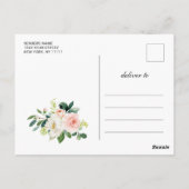 Blush Pink Blume Grüne Hochzeit speichern das Datu Postkarte (Rückseite)