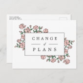 Blush Pink-Blume Hochzeit verschoben Ankündigungspostkarte (Vorne/Hinten)