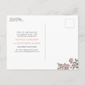 Blush Pink-Blume Hochzeit verschoben Ankündigungspostkarte (Rückseite)