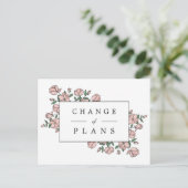 Blush Pink-Blume Hochzeit verschoben Ankündigungspostkarte (Stehend Vorderseite)