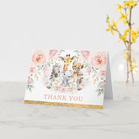 Blush Pink Blume Jungle Wild Animes Vielen Dank Karte (Gelbe Blume)