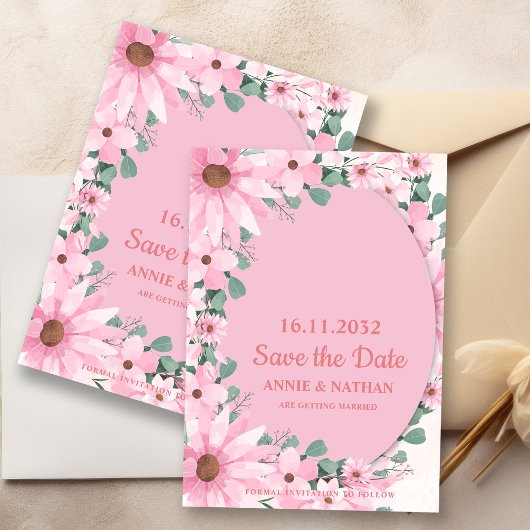 Blush Pink Blume mit Frame Wedding Save the Date