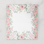 Blush Pink Blume Sage Green Blätter Frühjahr Somme Platzkarte (Außenseite Aufgefaltet)