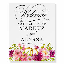 Blush Pink Blume und Rings Wedding Willkommen