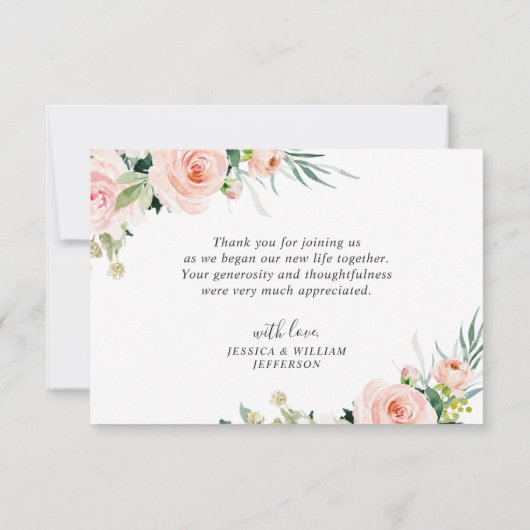 Blush Pink Blume Wasserfarbenprägung Vielen Dank C Dankeskarte (Rückseite)