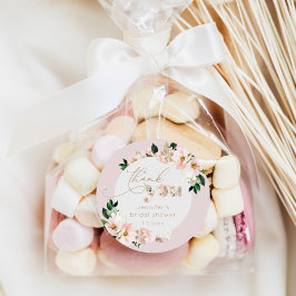 Blush pink Blumen Wildblumen Bridget danke Runder Aufkleber