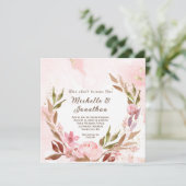Blush Pink Blumenblume Kraut Christliche Hochzeit Einladung (Stehend Vorderseite)