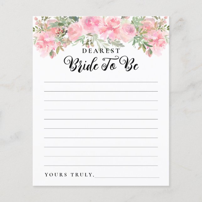 Blush Pink Blumenbriefe als Brautparty (Vorderseite)