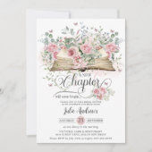 Blush Pink Blumenbuch Neues Kapitel Brautparty Einladung (Vorderseite)