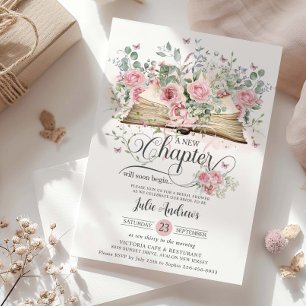 Blush Pink Blumenbuch Neues Kapitel Brautparty Einladung