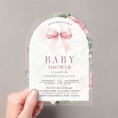 Blush Pink Blumencoquette Bow Arch Babydusche Acryleinladungen (Insitu (Handheld))