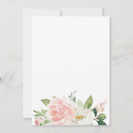 Blush Pink Blumendusche Einladung (Rückseite)