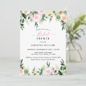 Blush Pink Blumendusche Einladung (Stehend Vorderseite)