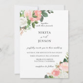 Blush Pink Blumengarten Einladung zur Hochzeit (Vorderseite)