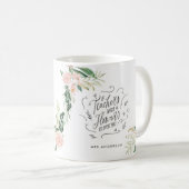 Blush pink Blumengeschenk Dankeschön Lehrer Gesche Kaffeetasse (VorderseiteRechts)