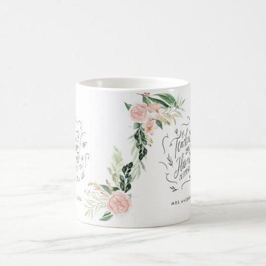 Blush pink Blumengeschenk Dankeschön Lehrer Gesche Kaffeetasse (Mittel)