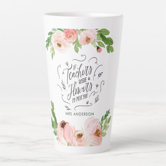 Blush pink Blumengeschenk Dankeschön Lehrer Gesche Milchtasse (Vorderseite)
