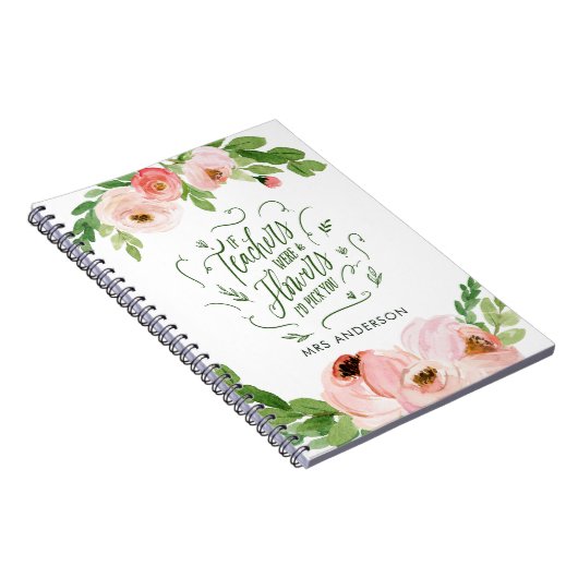 Blush pink Blumengeschenk Dankeschön Lehrer Gesche Notizblock (Rechte Seite)