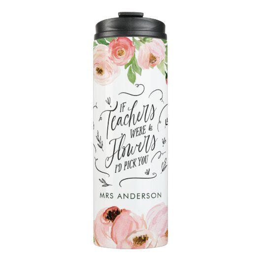 Blush pink Blumengeschenk Dankeschön Lehrer Gesche Thermosbecher (Vorderseite)