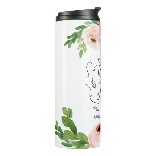 Blush pink Blumengeschenk Dankeschön Lehrer Gesche Thermosbecher (Nach links gedreht)