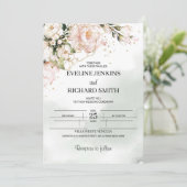 Blush Pink Blumengrün Boho Hochzeitseinladung Einladung (Stehend Vorderseite)
