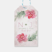 Blush Pink Blumengrün Wasserfarben Hochzeit Geschenkanhänger (Rückseite)